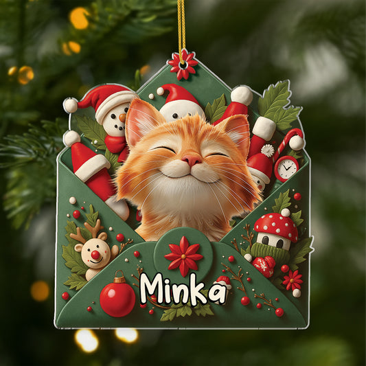 7109OGE1 katzen briefumschlag personalisierter weihnachtsschmuck foto_ acryl 7109OTMND