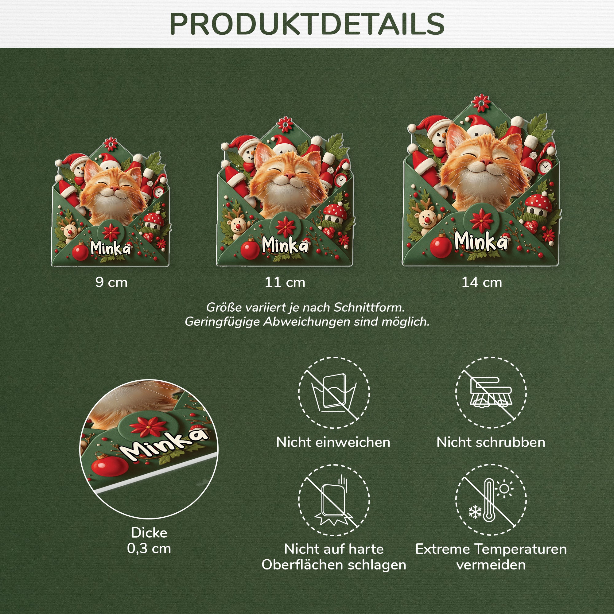 7109OGE3 katzen briefumschlag personalisierter weihnachtsschmuck foto_ acryl 7109OTMND