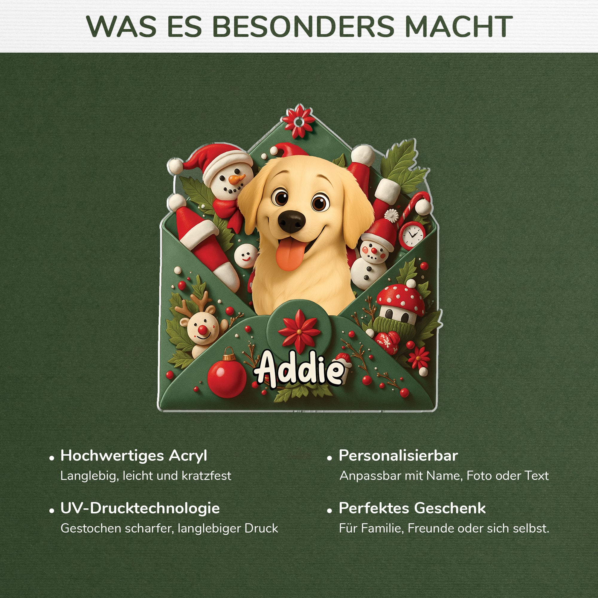 7109OGE4 hunde briefumschlag personalisierter weihnachtsschmuck foto_ acryl 7109OTMNC
