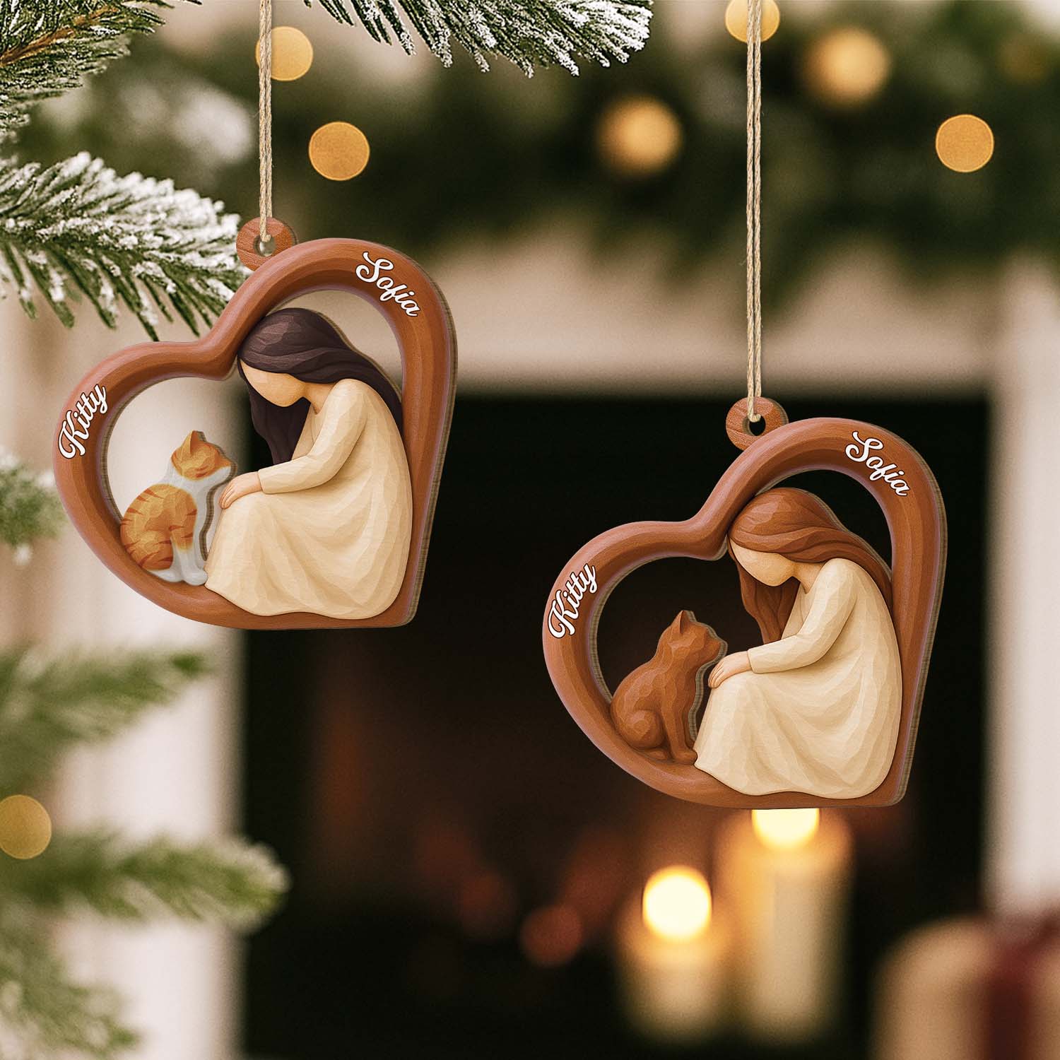 7110OGE2 3d druck effekt katze und mensch_ personalisierte 1 schicht holz ornamente weihnachten 7110O3V5D