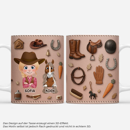 7111MGE1 3d druck effekt pferde sachen tasse pferd personalisiert 7111M6TZU