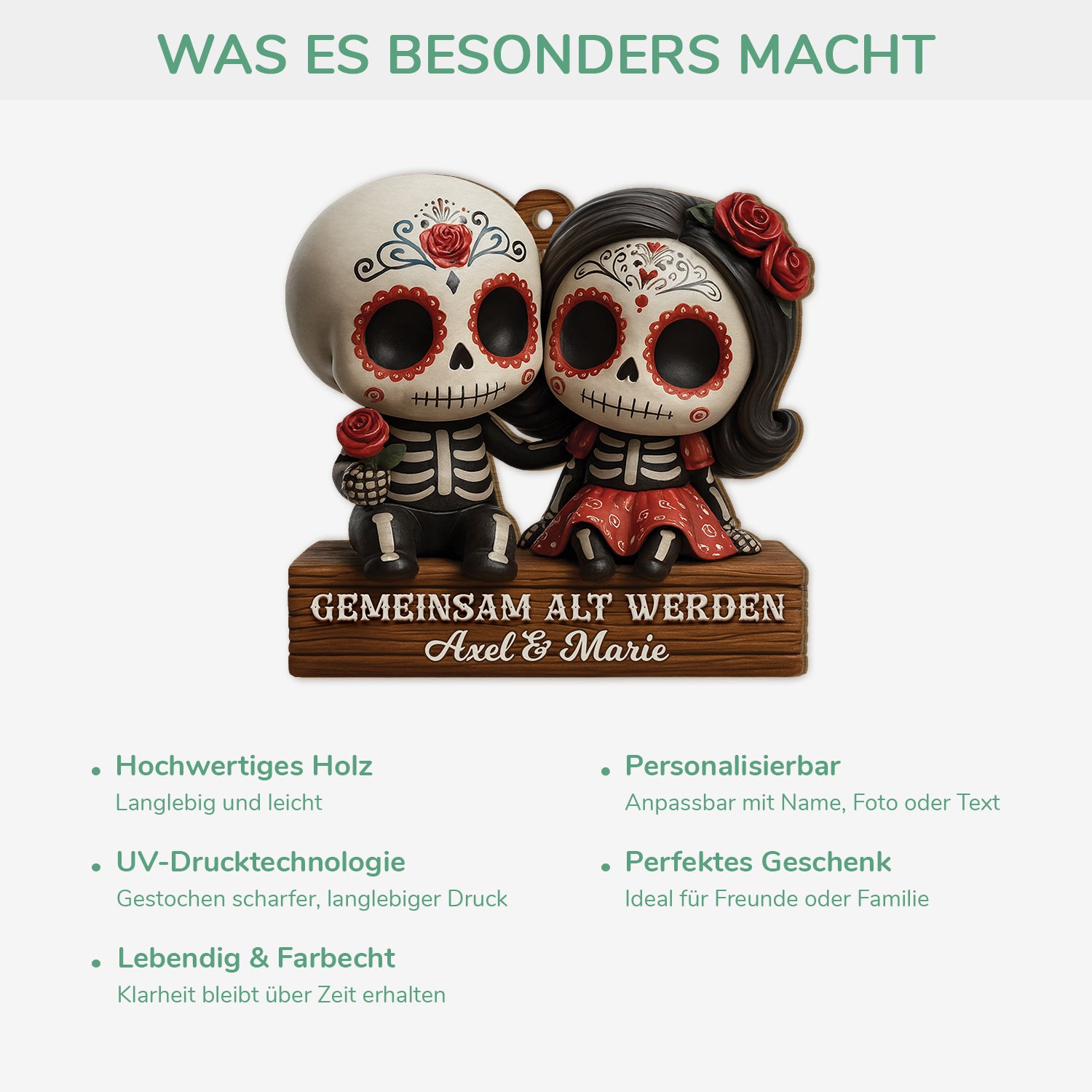 7125OGE4 3d druck effekt gemeinsam alt werden seit personalisierte 1 schicht holz ornamente weihnachten paar skelett 7125O3VZG