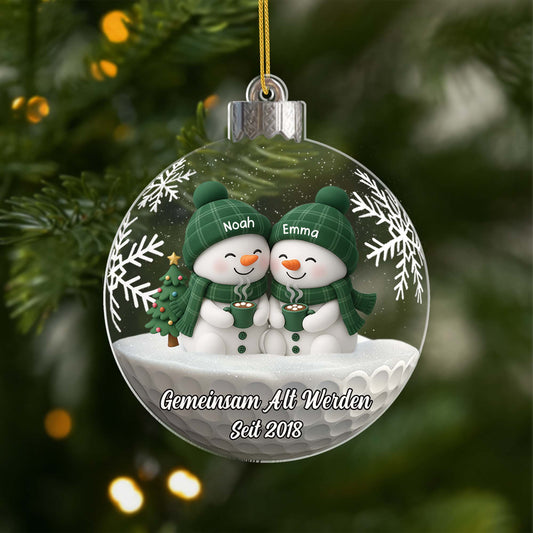7136OGE1 3d druck effekt gemeinsam alt werden seit acryl weihnachtsschmuck personalisiert paare gruner schneemann 7136O8Q5G