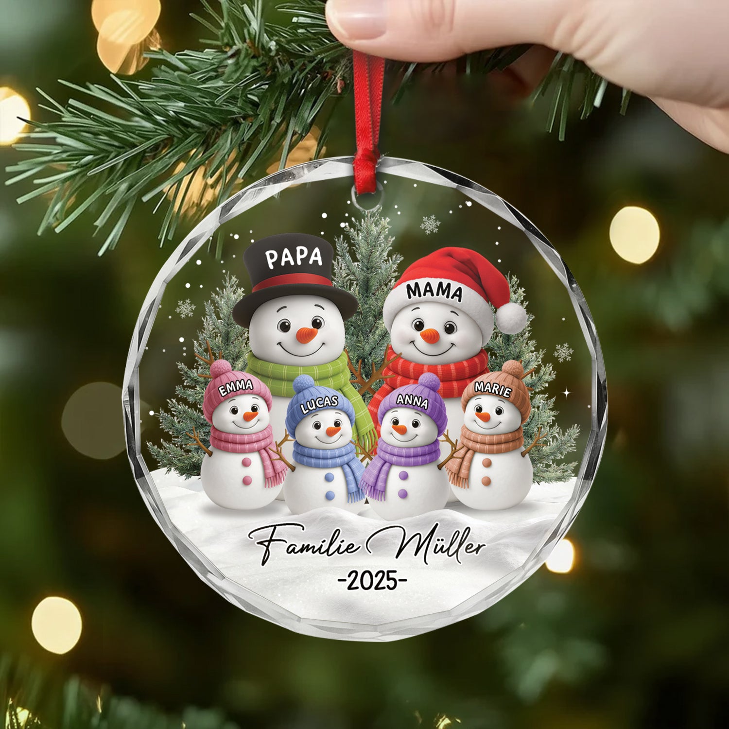 7141OGE2 schneemann und tannenbaum personalisierter christbaumschmuck familie_ acryl 7141O3PQI