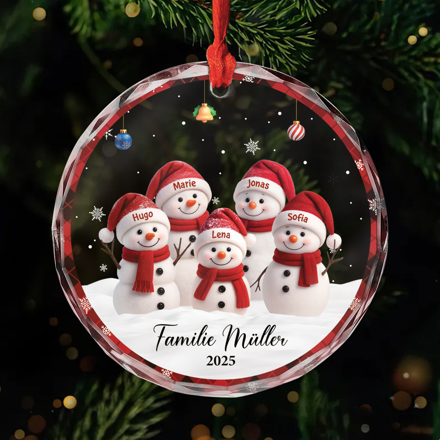 7153OGE1 schneemann schneelandschaft glas weihnachtsschmuck personalisiert familie 7153O8T5I