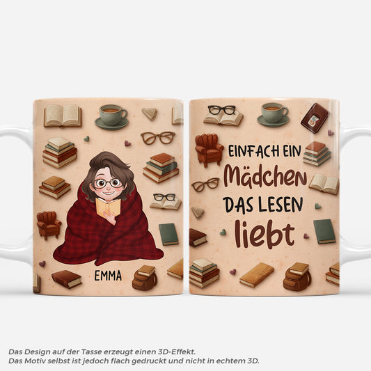 7168MGE1 3d druck effekt ein madchen das bucher liebt personalisierte tasse fur leseratten frauen manner 7168M8VZA