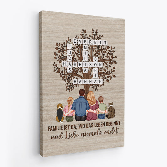 7179CGE2 die liebe in der familie wahrt ewig personalisierte kreuzwortratsel leinwand familie_ mit haustier 7179C3T5I