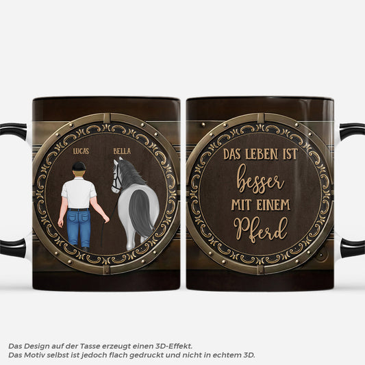 7191MGE1 3d druck effekt das leben ist besser mit pferden tasse pferd personalisiert 7191M6TAU