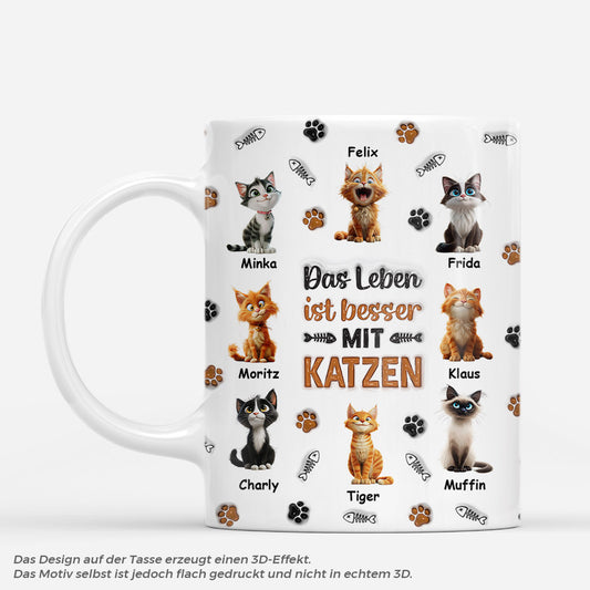 7197MGE1 3d druck effekt das leben ist besser mit katzen katzen tasse personalisiert_ 7197M6YWD