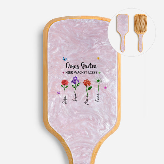 7211AGE1 omas garten hier wachst die liebe personalisiertes geschenk  uv druck acetat  holz haarburste mamaoma 7211aq6q5a