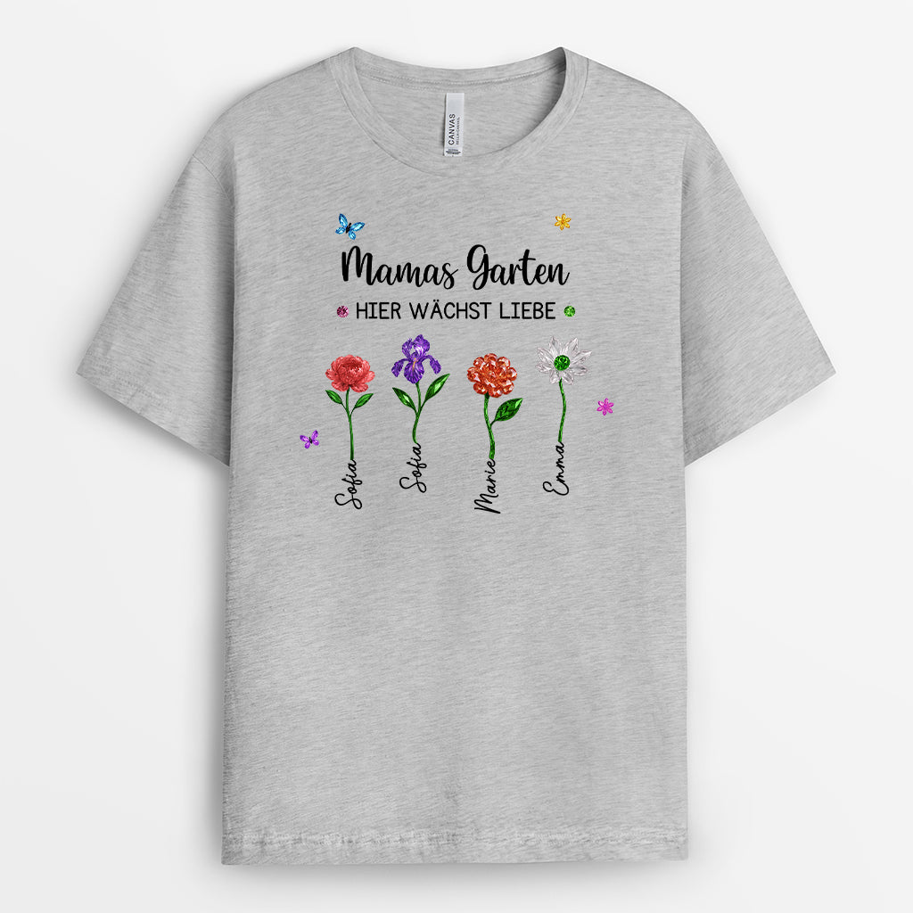 7211AGE2 omas garten schmucksteine blumen personalisiertes geschenk  mama  oma t shirt 7211a6q5a