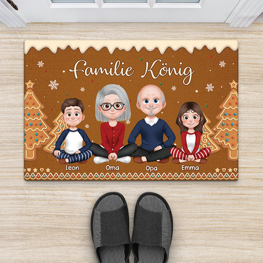 7221DGE2 eine familie zu weihnachten_ cartoon personalisierte fussmatte familie mit hund und katze_ 7221D3PTI