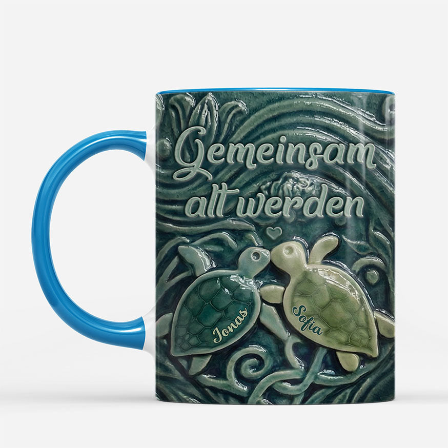 7224MGE2 3d druck effekt gemeinsam alt werden paar tassen personalisiert schildkroten 7224M8PTG