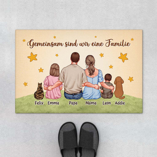 7231DGE1 familie personalisierte fussmatte familie mit hund und katze_ 7231D8T5I