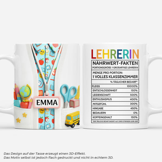 7232MGE1 3d druck effekt nahrwert fakten personalisierte tasse lehrer lehrerin 7232MTTCA
