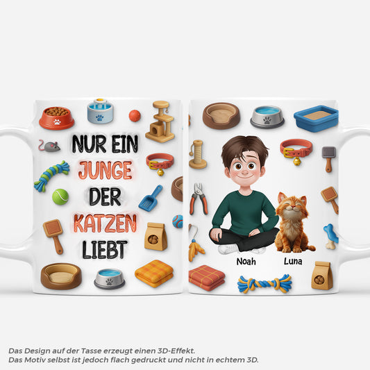 7246MGE1 3d druck effekt nur ein junge der katzen liebt katzen tasse personalisiert_ 7246MKVZD