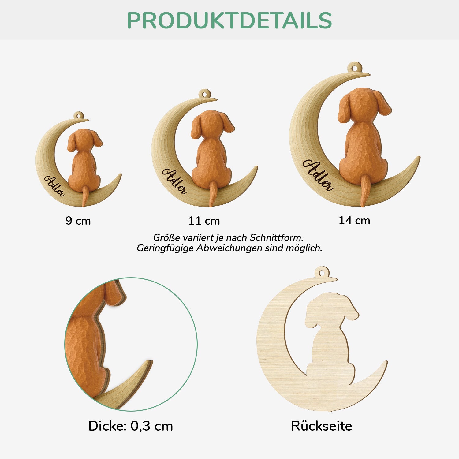 7260OGE3 3d druck effekt hund personalisierte 1 schicht holz ornamente weihnachten 7260O