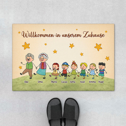 7280DGE2 willkommen in unserem zuhause fussmatte personalisiert familie _strichmannchen 7280D3V5I