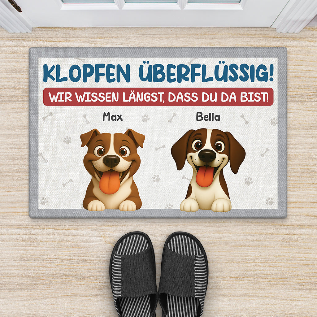 7285DGE2 klopfen uberflussig ich weiss langst dass du da bist fussmatte personalisiert hund_ 7285D8KCC