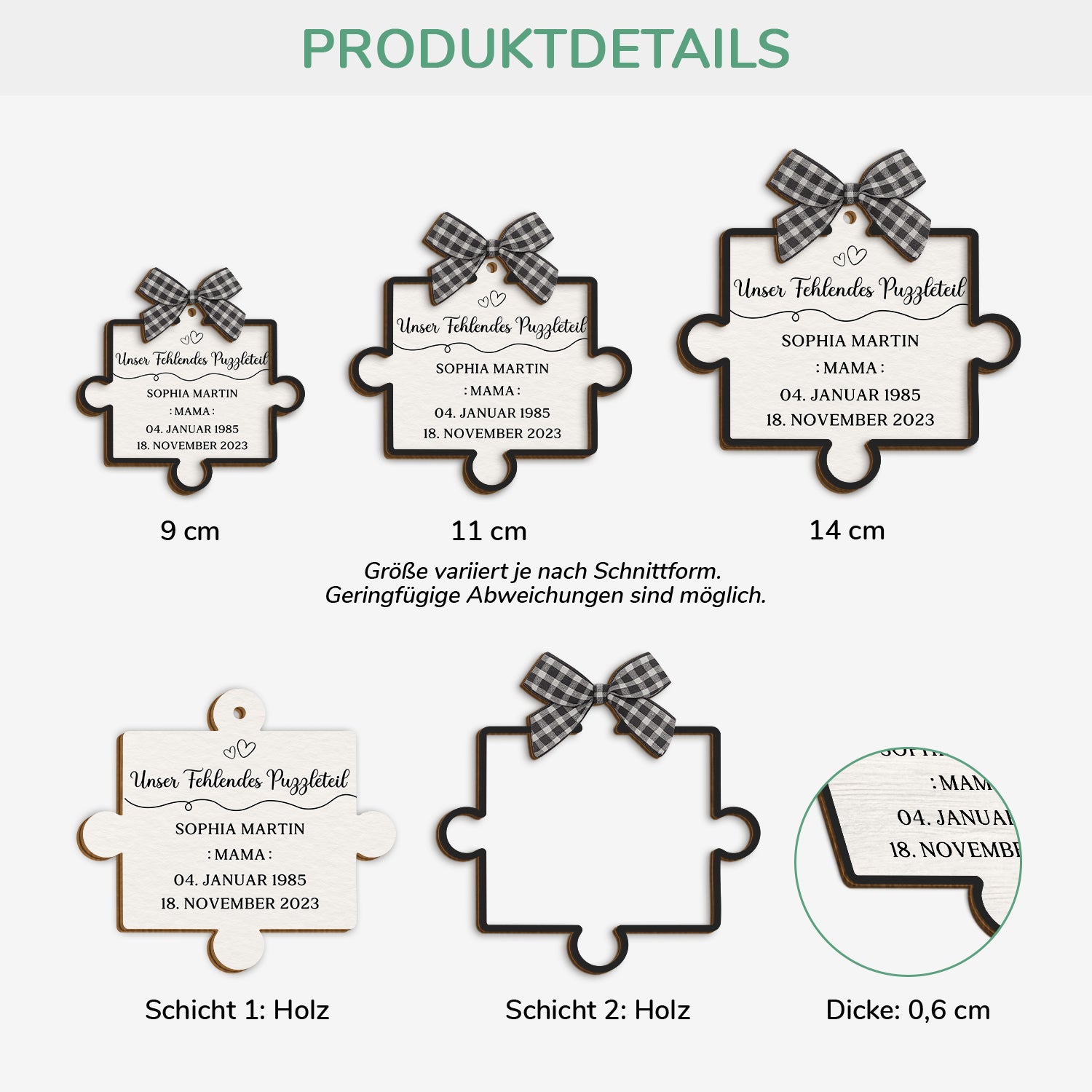 7290OGE3 unser fehlendes puzzleteil personalisierte 2 schicht holz ornamente weihnachten zur erinnerung 7290OTQCA