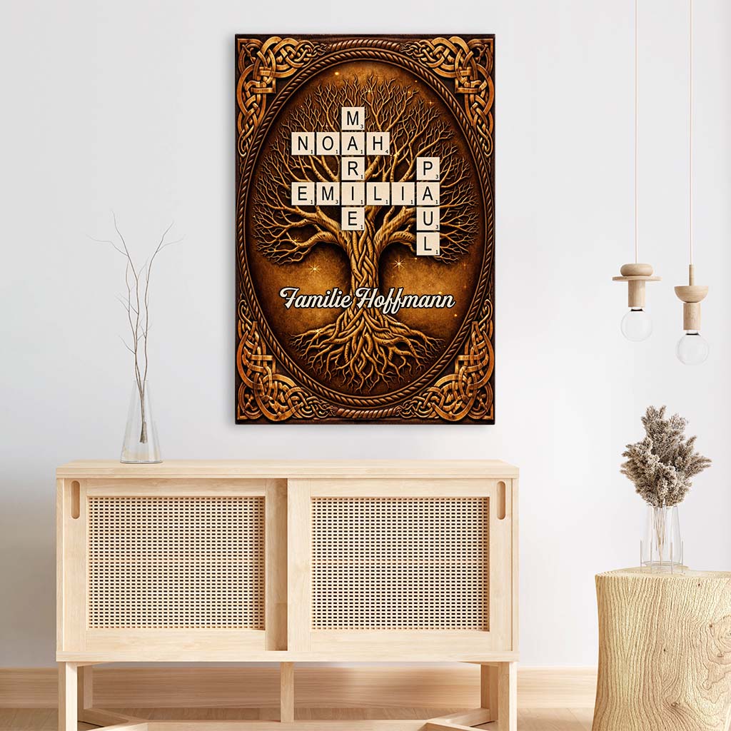 7302CGE3 familienstammbaum kreuzwortratsel personalisierte geschenke familie_  leinwand 7302c6twi