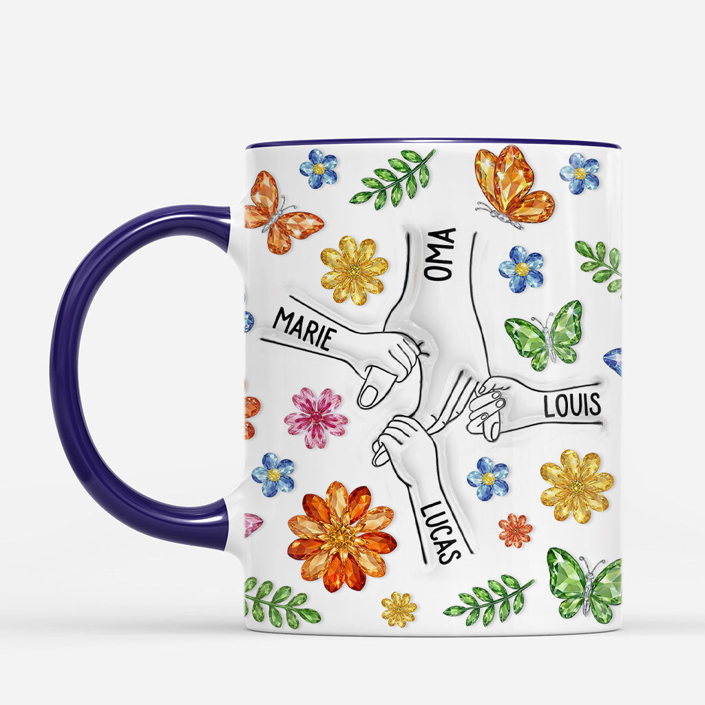 7307MGE2 3d druck effekt hand in hand glitzersteine mama oma tasse personalisiert 7307M6TAA