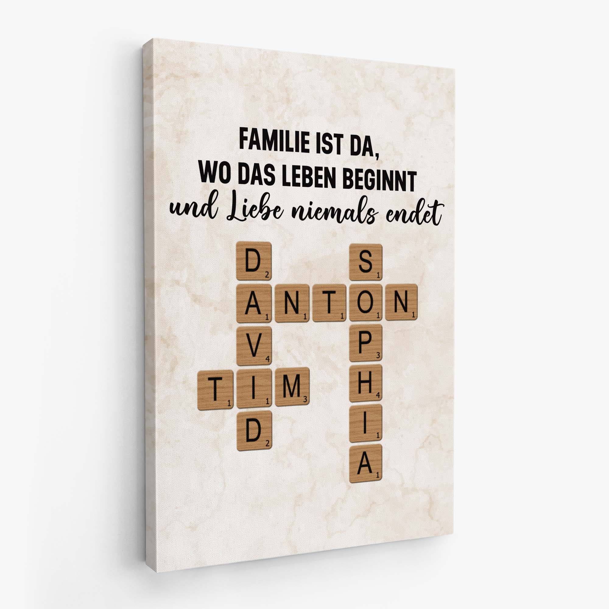 7328CGE2 die liebe einer familie wahrt ewig personalisierte kreuzwortratsel leinwand 7328C