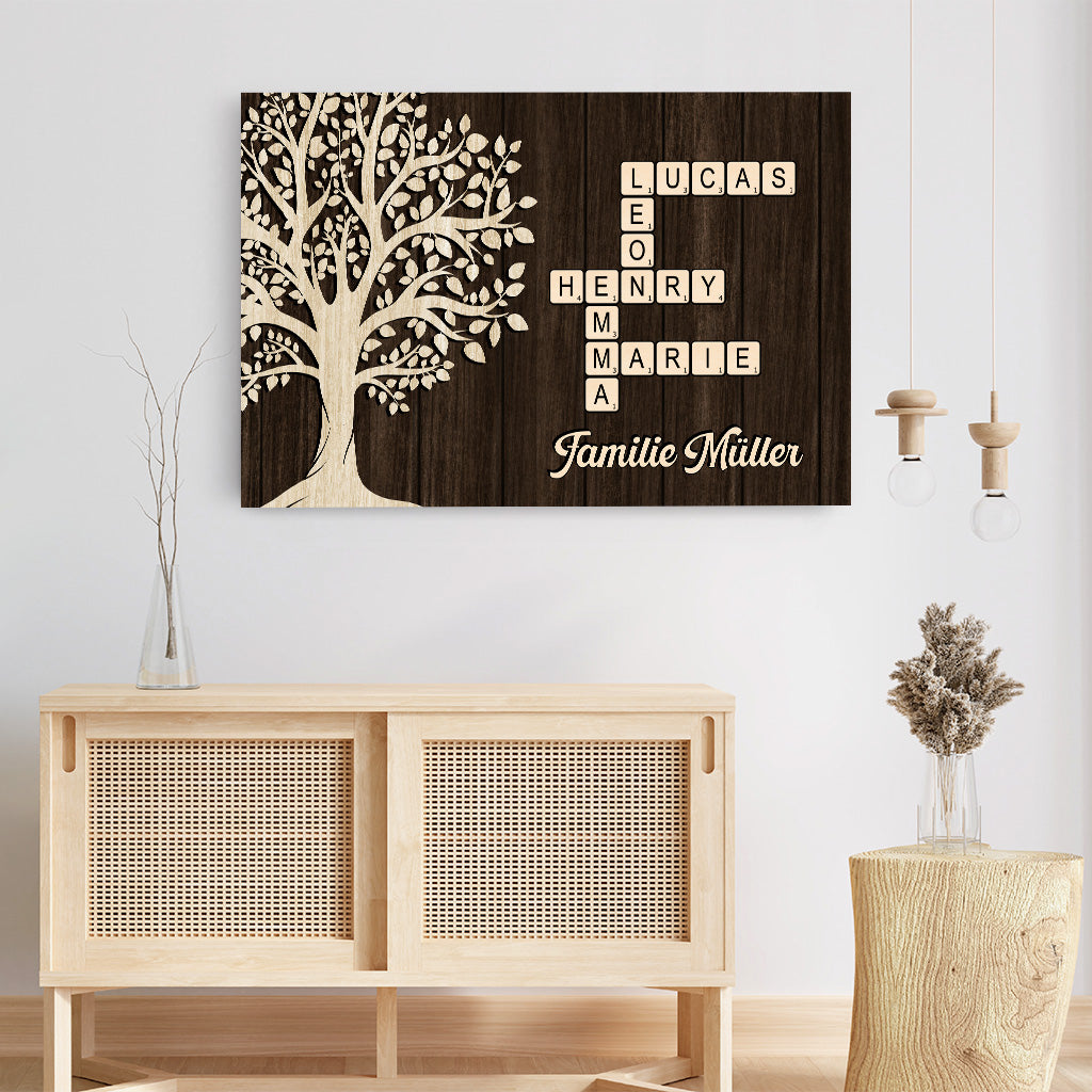 7329CGE3 die familie baum personalisierte kreuzwortratsel leinwand 7329C8V5I