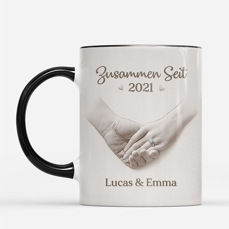7344MGE2 3d druck effekt zusammen seit hand in hand paar tassen personalisiert 7344M8VZG