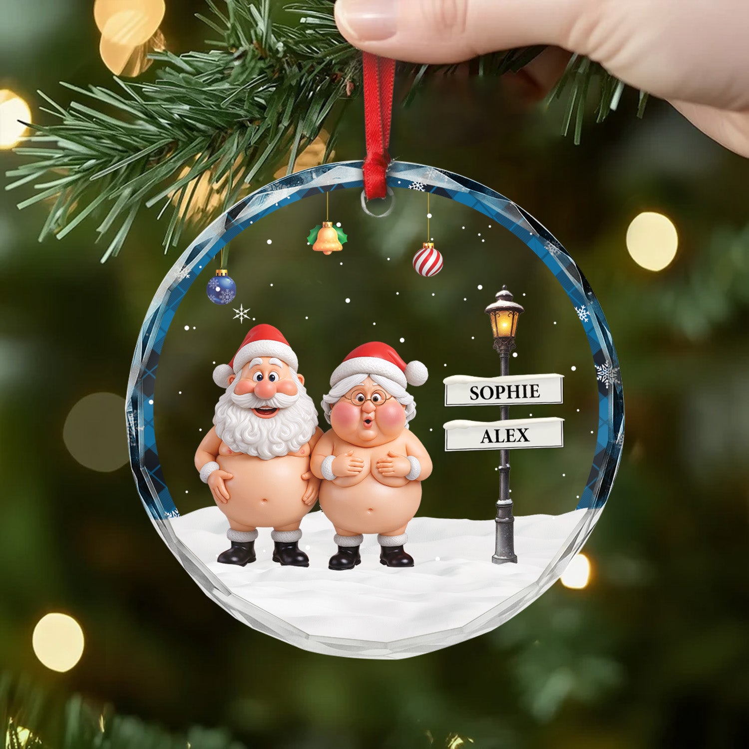 7348OGE2 namensschilder lustiger glas weihnachtsschmuck personalisiert_ paar 7348O