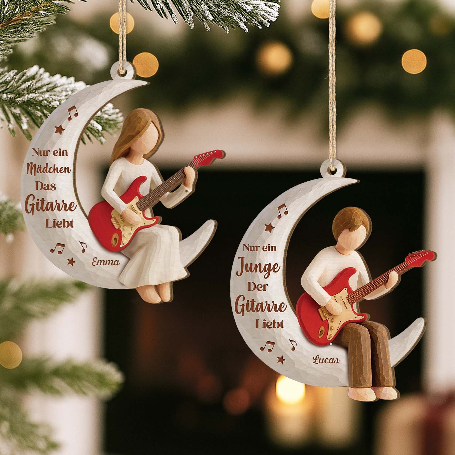 7351OGE2 nur ein junge der gitarre liebt personalisierte 1 schicht holz ornamente weihnachten frauen manner 7351OTL5A