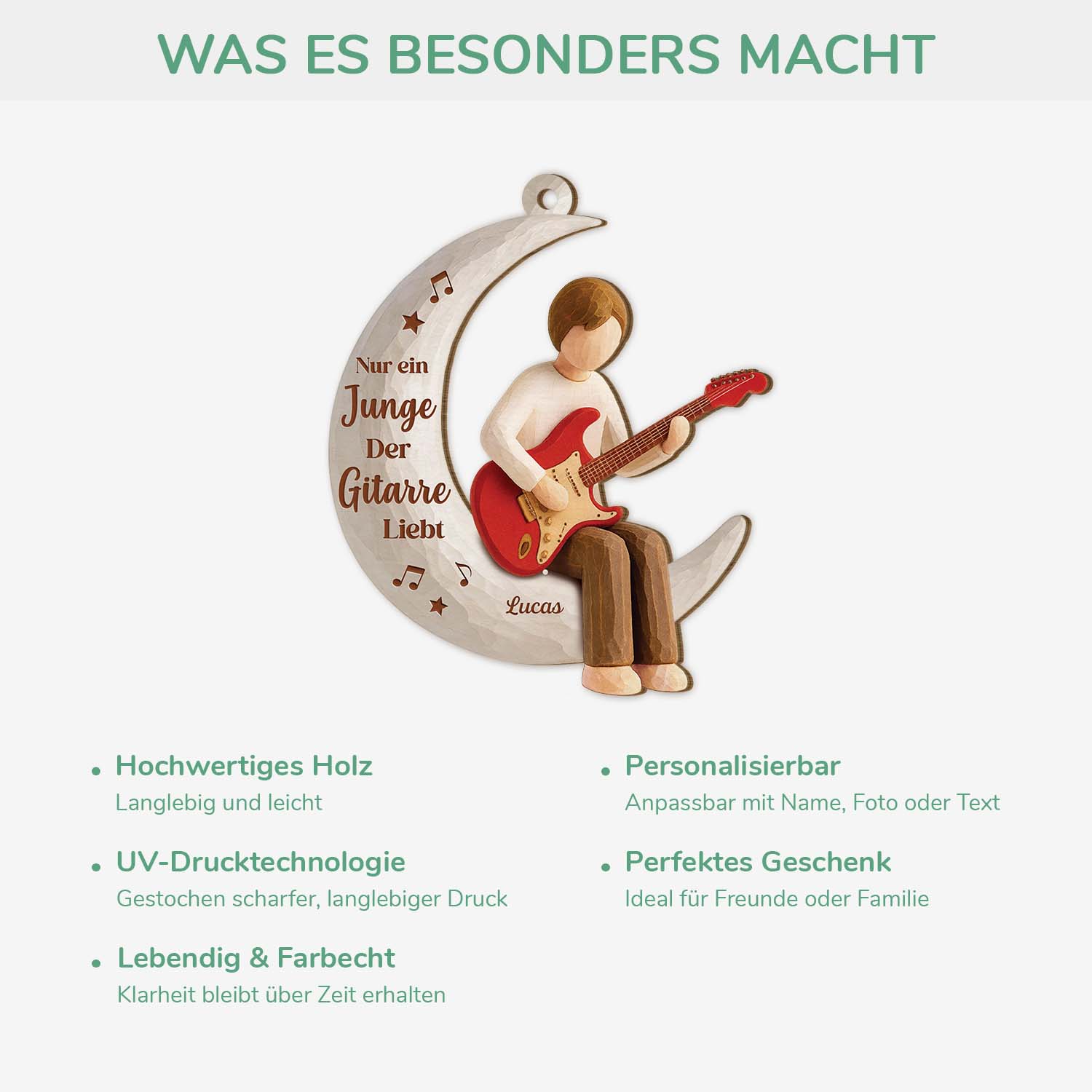 7351OGE4 nur ein junge der gitarre liebt personalisierte 1 schicht holz ornamente weihnachten frauen manner 7351OTL5A