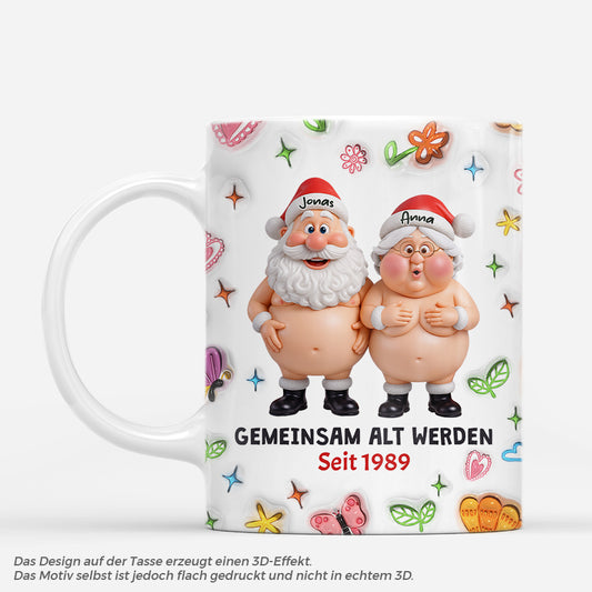 7373MGE1 3d druck effekt gemeinsam alt werden seit paare weihnachtstasse personalisiert lustig blumen 7373M3V5G