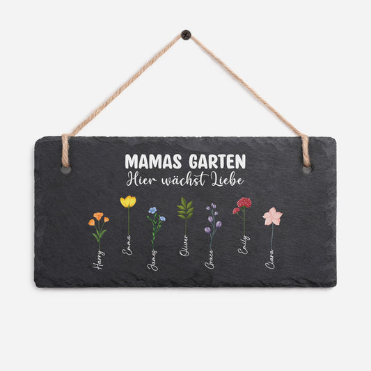7379AGE1 mamas garten hier wachst liebe personalisiertes geschenk  uv druck schiefer gartenschild mamaoma 7379ae6q5a