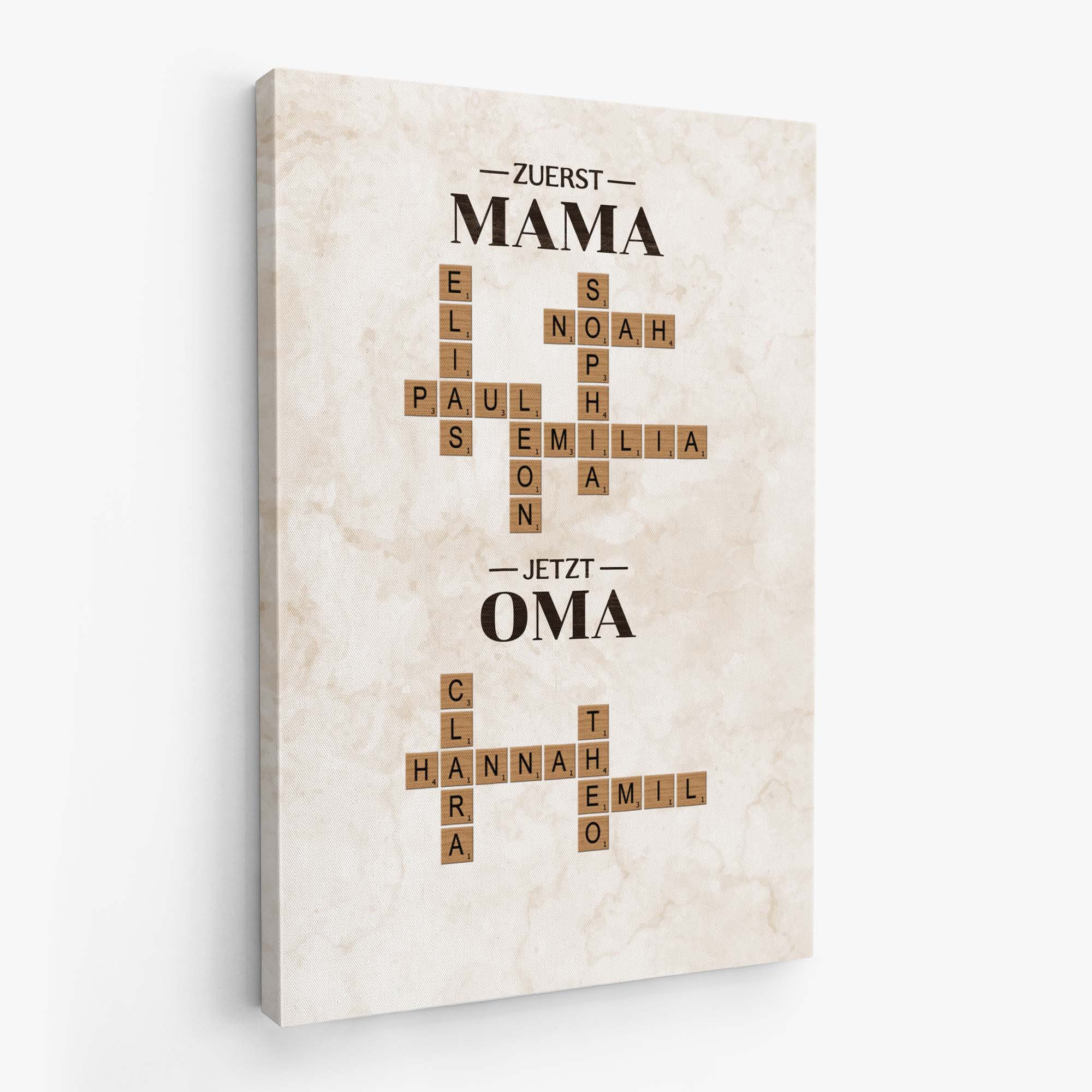 7385CGE2 erst mama jetzt oma_ personalisierte kreuzwortratsel leinwand blumen 7385C6V5A