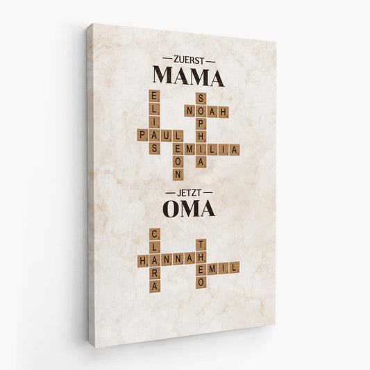 7385CGE2 erst mama jetzt oma_ personalisierte kreuzwortratsel leinwand blumen 7385C6V5A