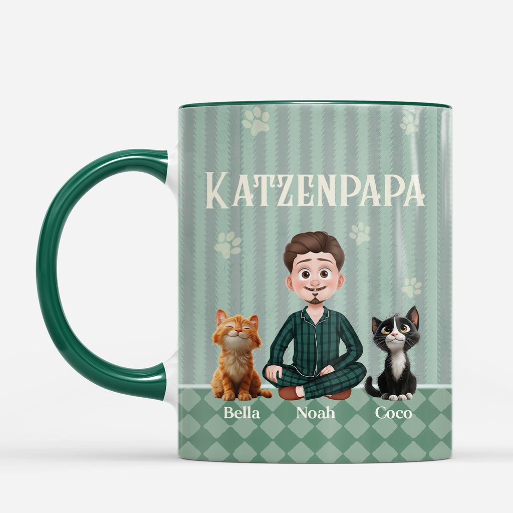 7424MGE2 katzenpapa katzenmama gestreifte tassen personalisiert 7424M8TAD