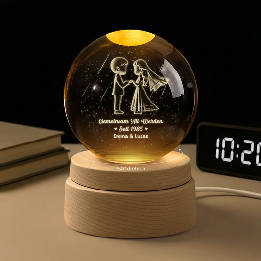 7436LGE1 gemeinsam alt werden seit paar 3d kristallkugel personalisiert braut brautigam 7436LTLCG2