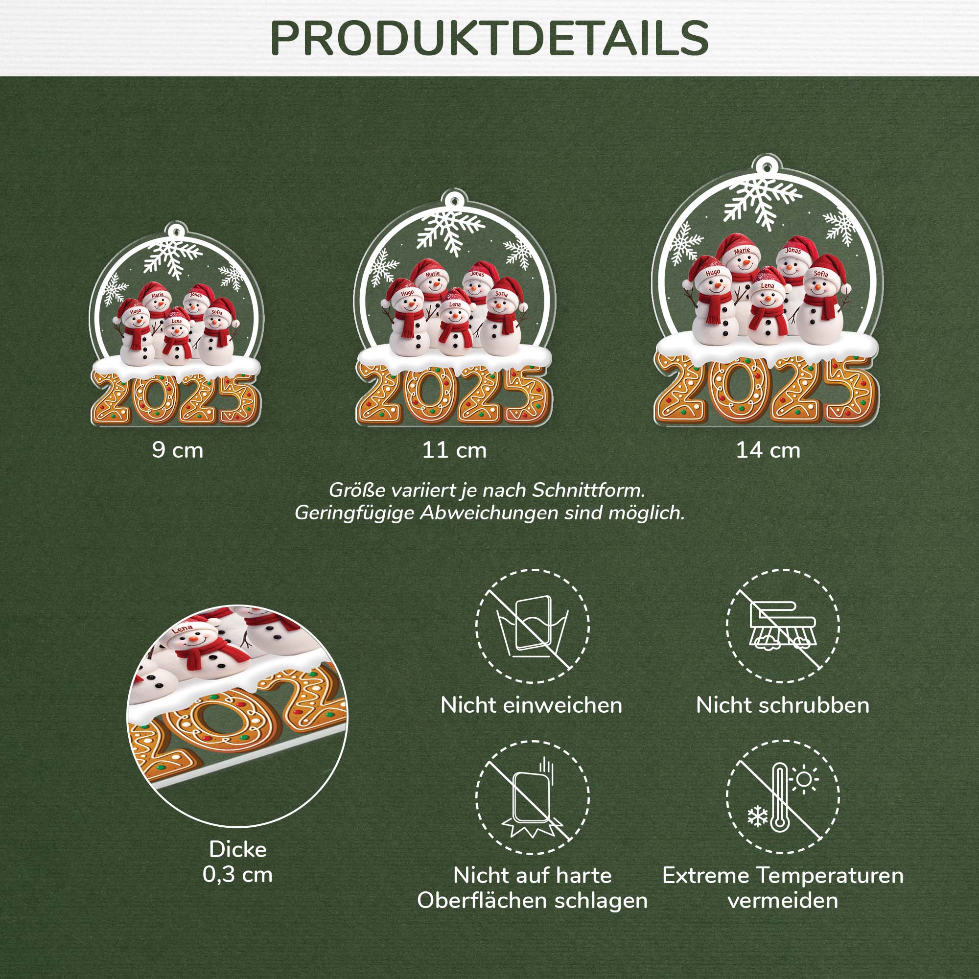 7499OGE3 3d druck effekt schneemann lebkuchen acryl weihnachtsschmuck personalisiert familie 7499OTL5I
