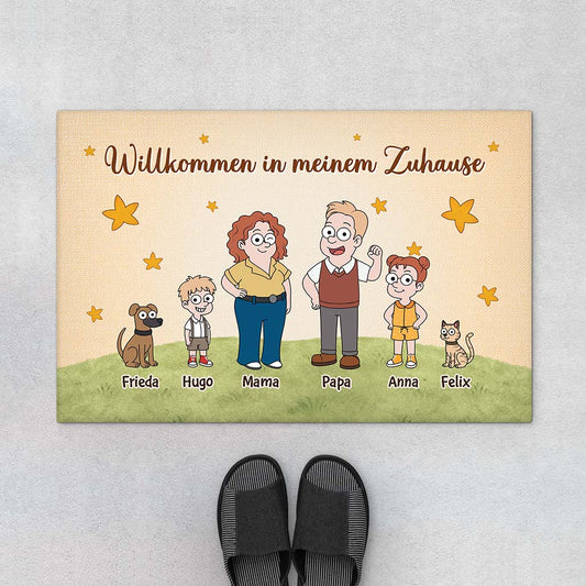 7503DGE1 willkommen in unserem haus personalisierte fussmatte familie mit hund und katze_ die simpsons 7503DTT5I