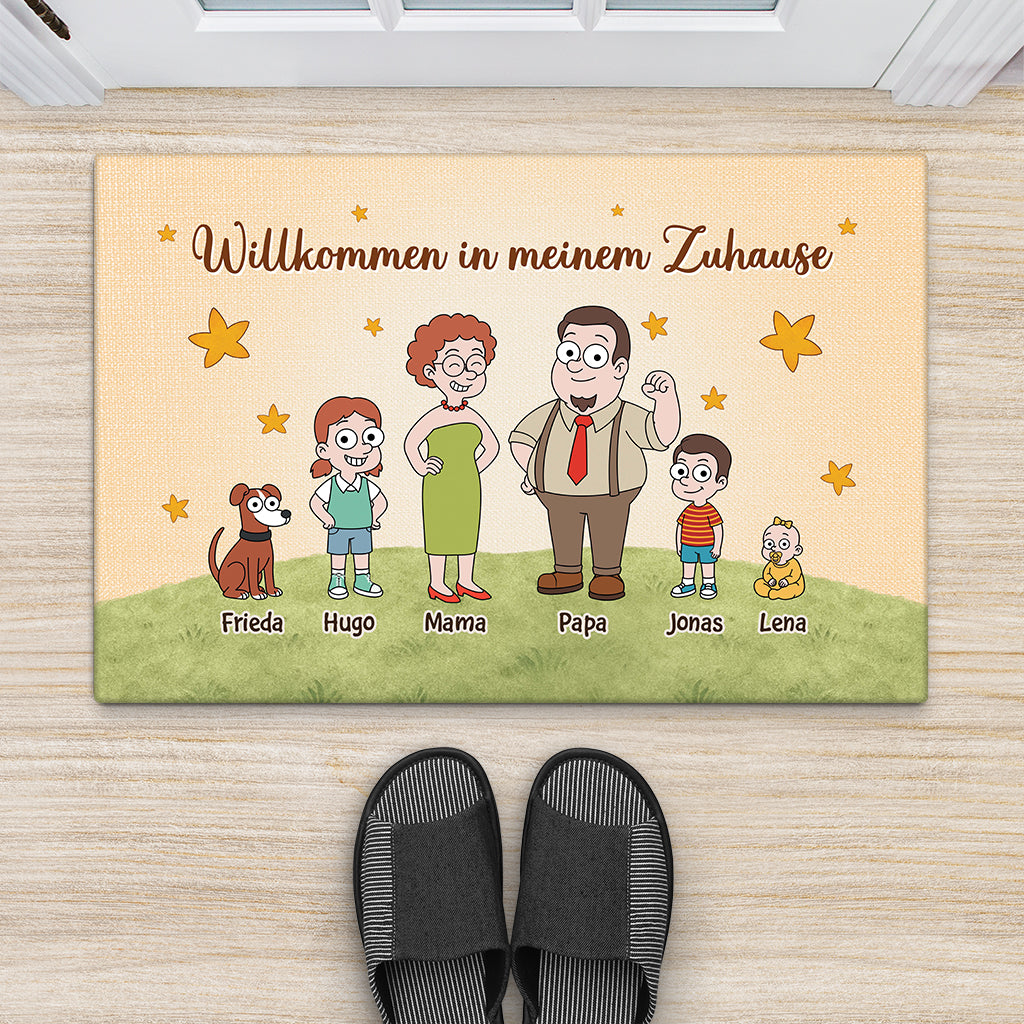 7503DGE2 willkommen in unserem haus personalisierte fussmatte familie mit hund und katze_ die simpsons 7503DTT5I