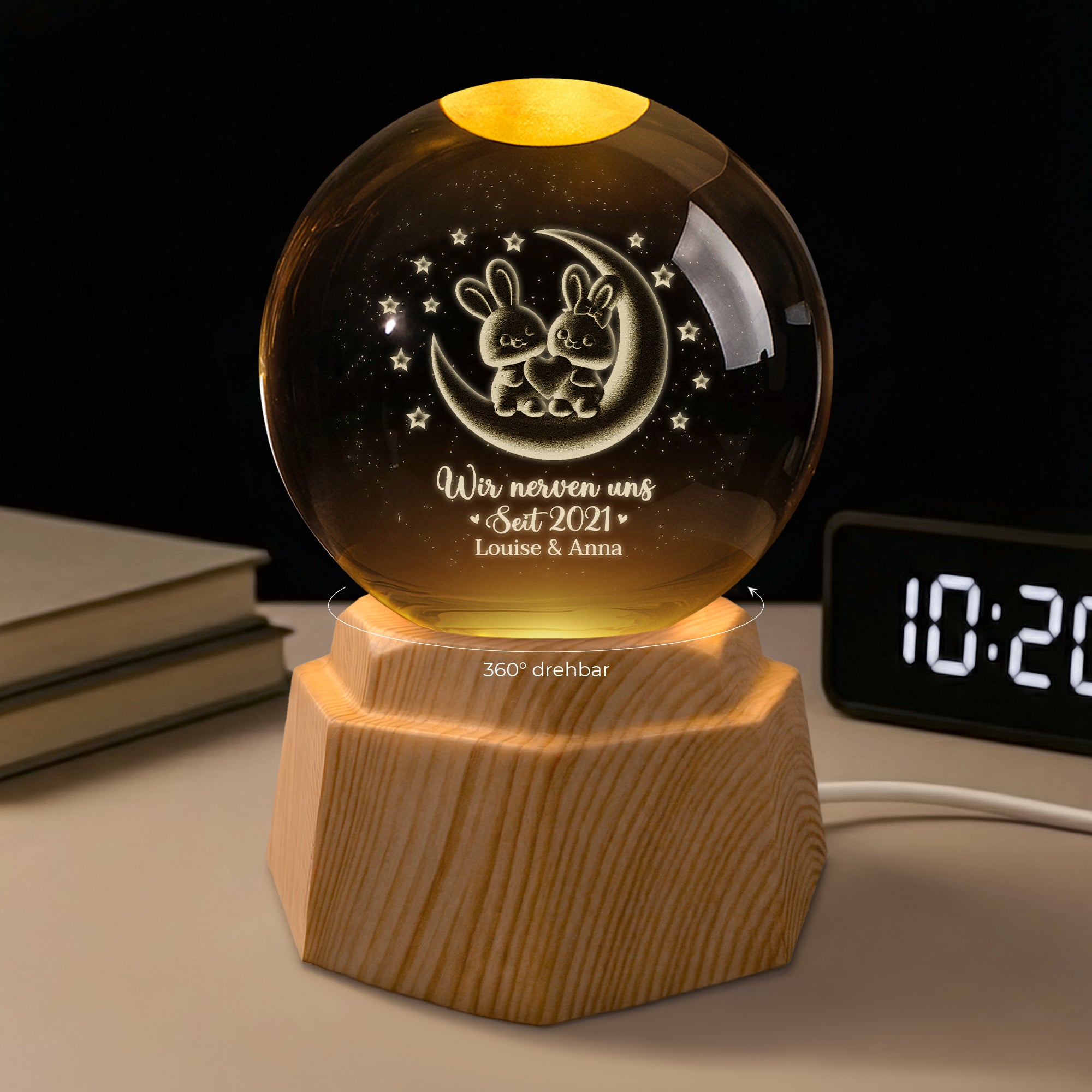 7517LGE2 ich lieb dich bis zum mond und zuruck 3d kristallkugel personalisiert kaninchen paar 7517L8VCG