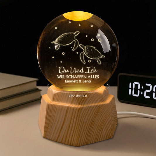 7551LGE1 du und ich wir schaffen alles 3d kristallkugel personalisiert paar schildkroten 7551L3QAG
