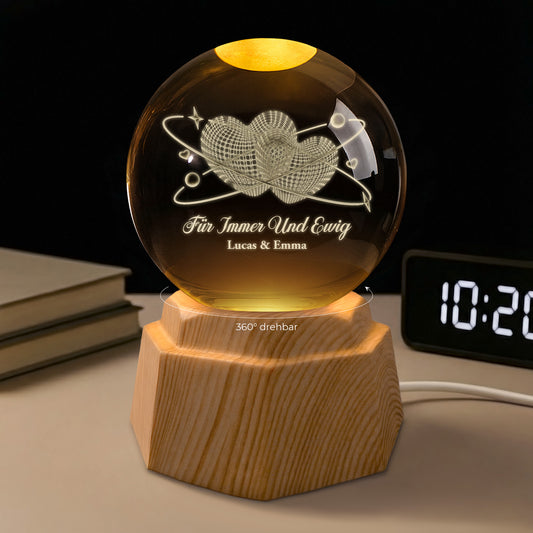 7552LGE1 du und ich wir schaffen alles 3d kristallkugel personalisiert paar doppelherz 7552L3QMG