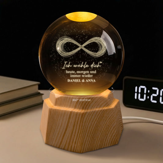 7557LGE1 ich entscheide mich fur dich heute morgen und immer wieder 3d kristallkugel personalisiert paar 7557L6VAG