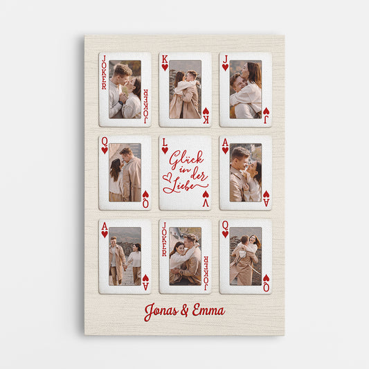 7566CGE1 gluck in der liebe personalisierte leinwand paar foto spielkarte 7566CCPNG