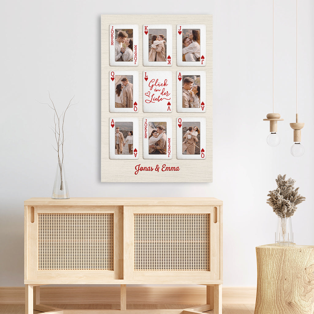 7566CGE3 gluck in der liebe personalisierte leinwand paar foto spielkarte 7566CCPNG