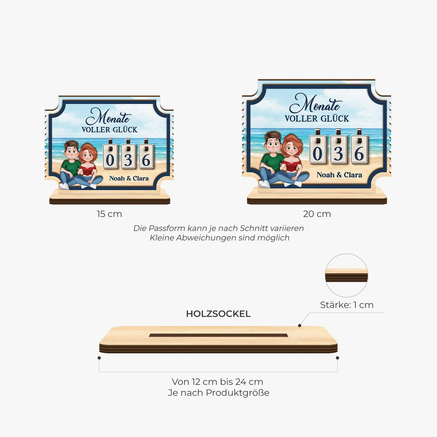 7582QGE1 monate voller gluck personalisierte holz zahler plakette paar 7582Q8VMG_2