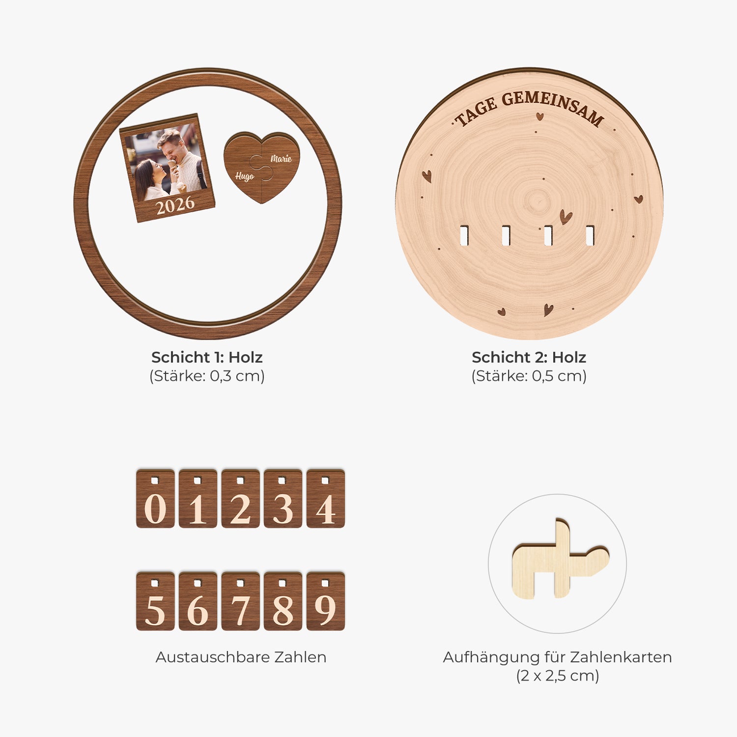 7588QGE4 tage voller liebe tageszahler kalender personalisiert paar foto 7588QTVNG