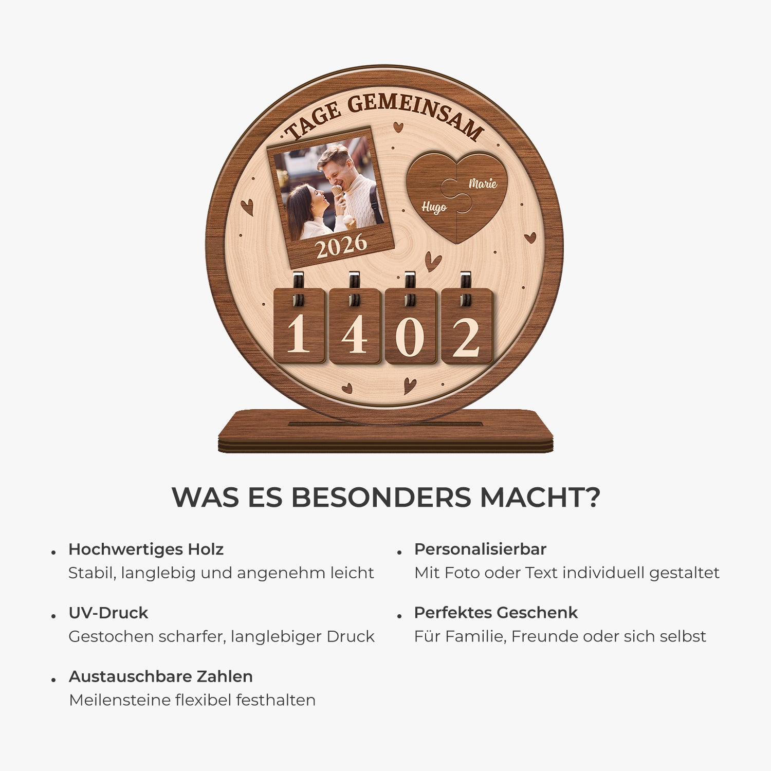 7588QGE5 tage voller liebe tageszahler kalender personalisiert paar foto 7588QTVNG